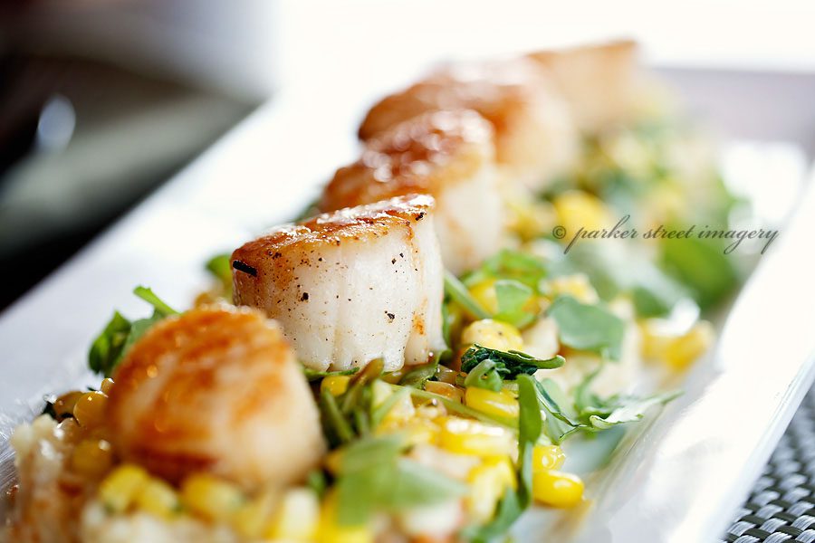 professional photo of sea scallops from Pavilion Manchester restaurant