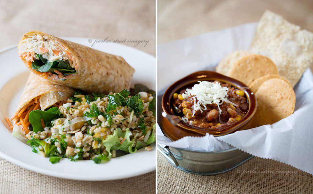 veggie wrap and spicy vegetable chili