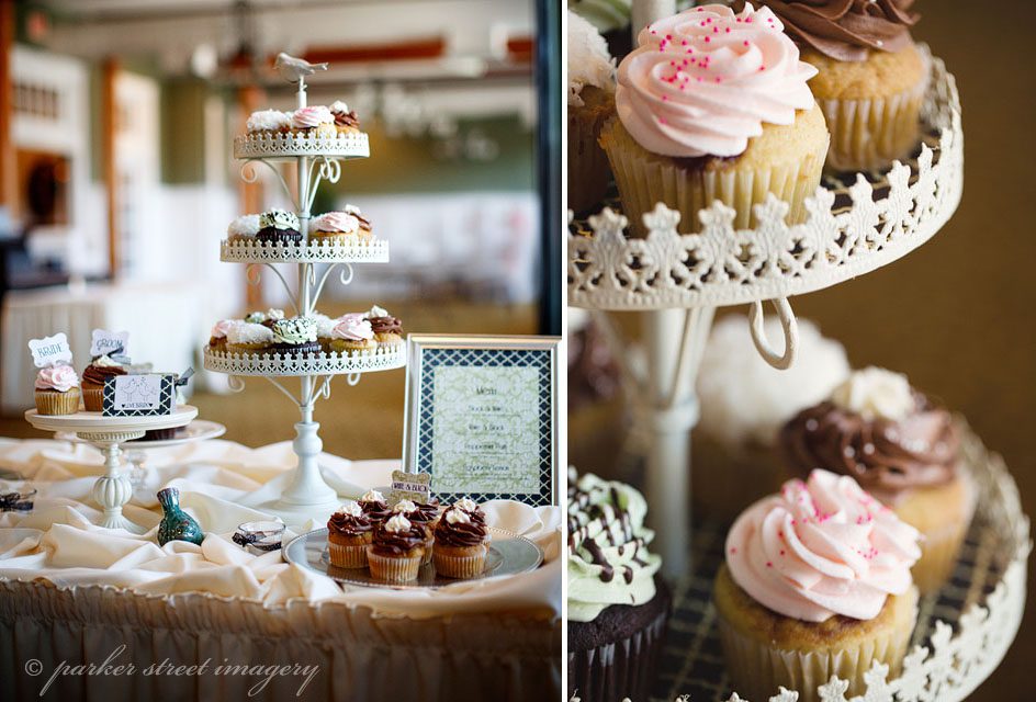 queen city cupcakes vintage theme wedding display