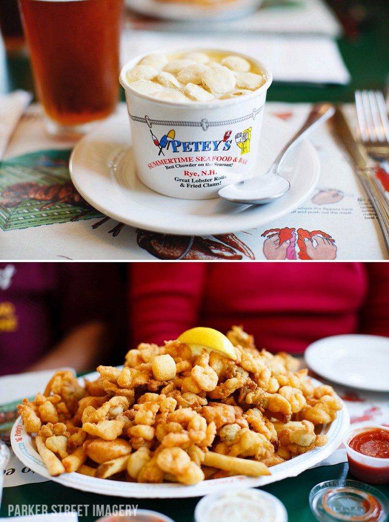 seafood platter, and seaood chowder from Petey