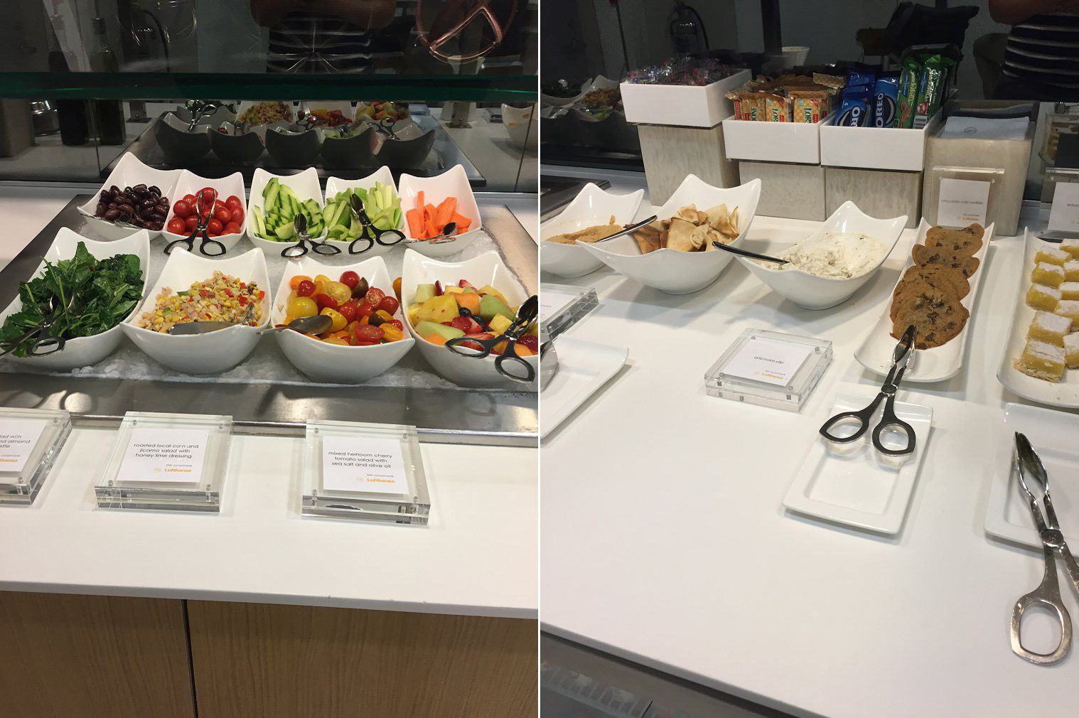 Snack selection at BOS Logan business lounge
