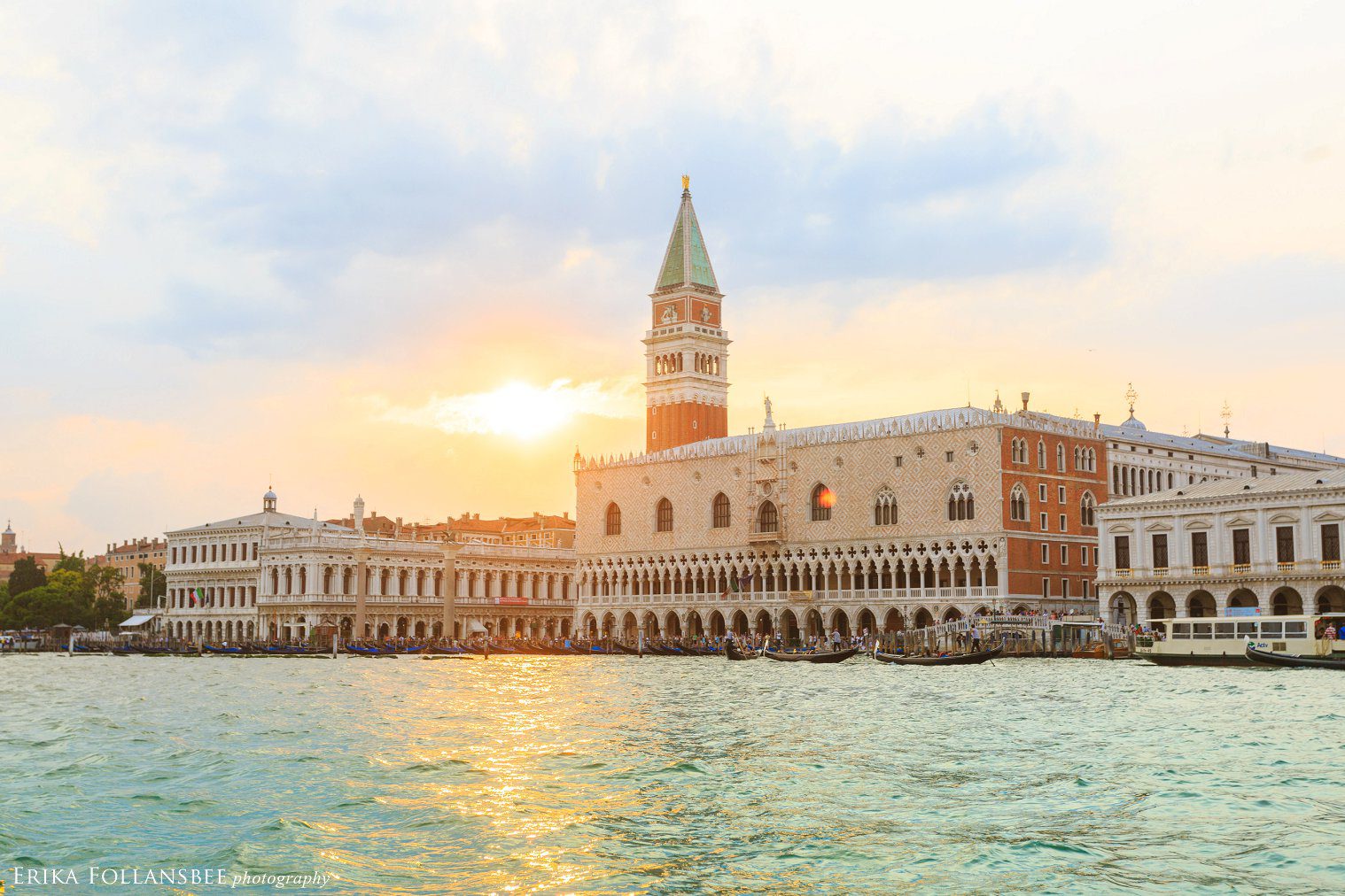 Piazza San Marco at sunset, as seen from the Grand Canal