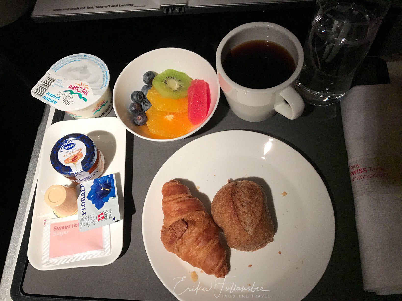 Swiss Air Business Class Menu: breakfast