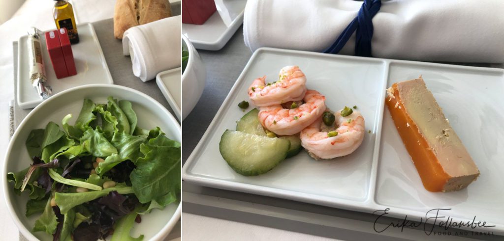 Air France Business Class starter course: shrimp