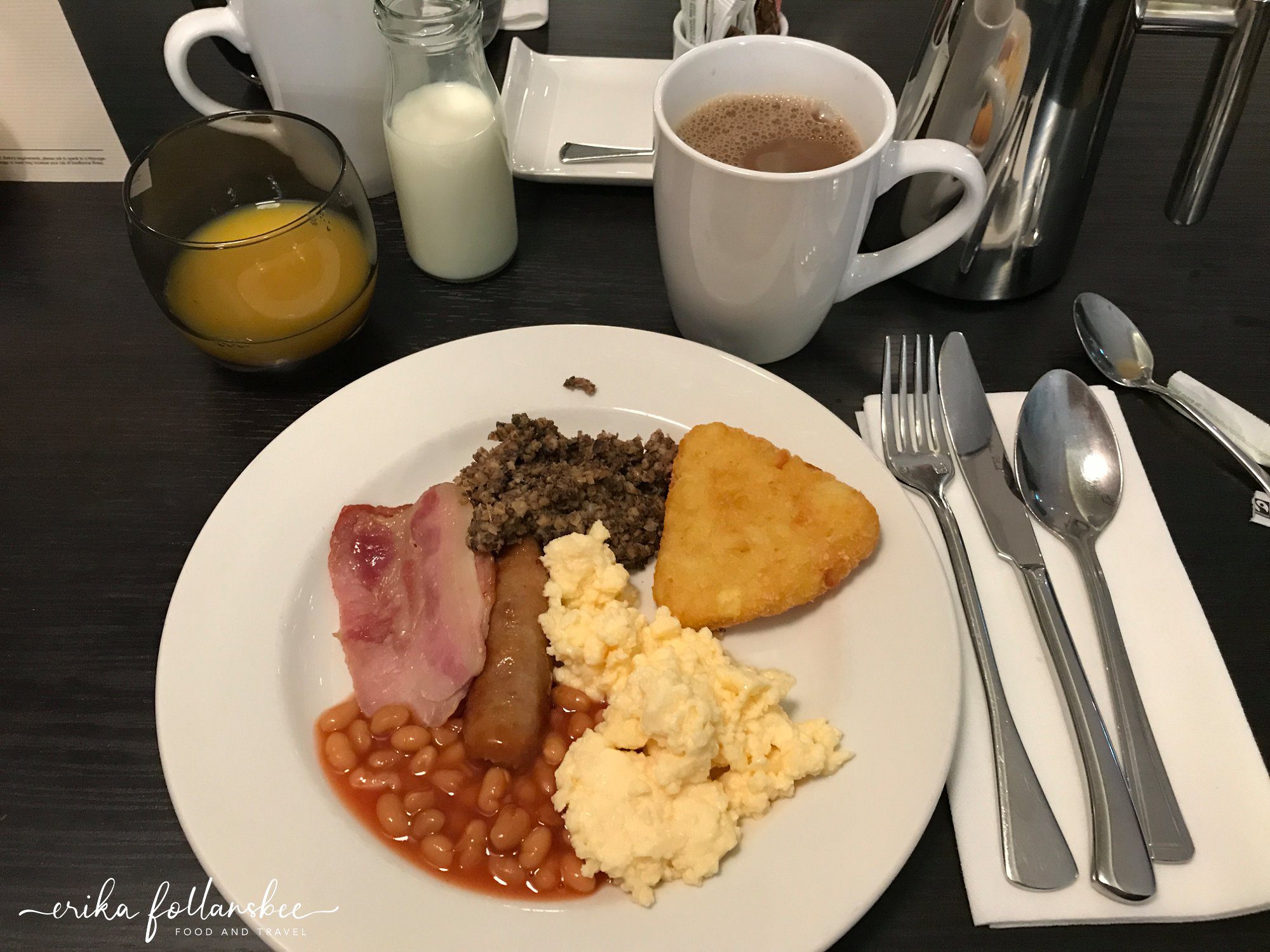 Hot Scottish breakfast at the Hilton Edinburgh Carlton