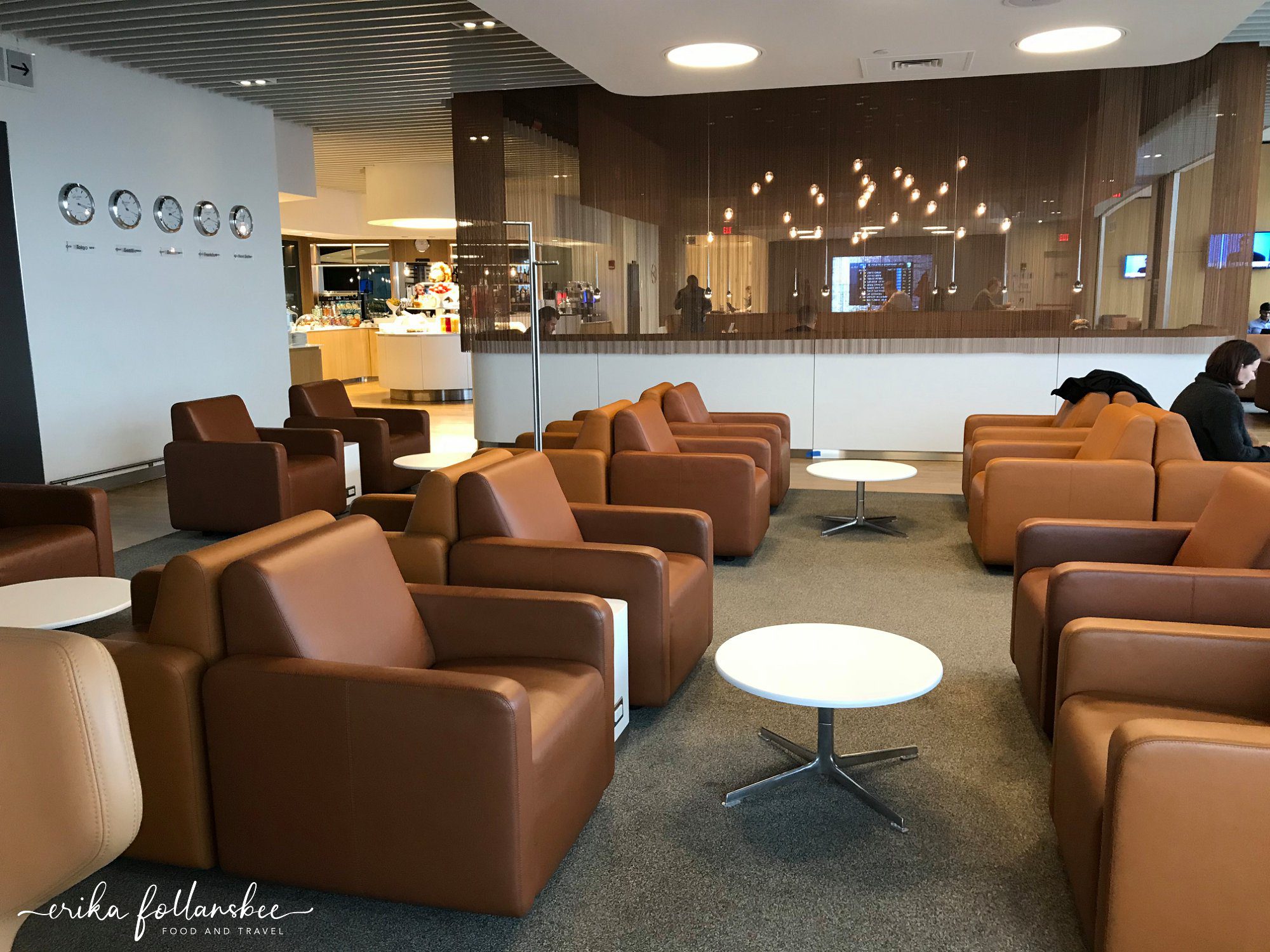 Seating in Lufthansa business lounge, Boston Logan Terminal E