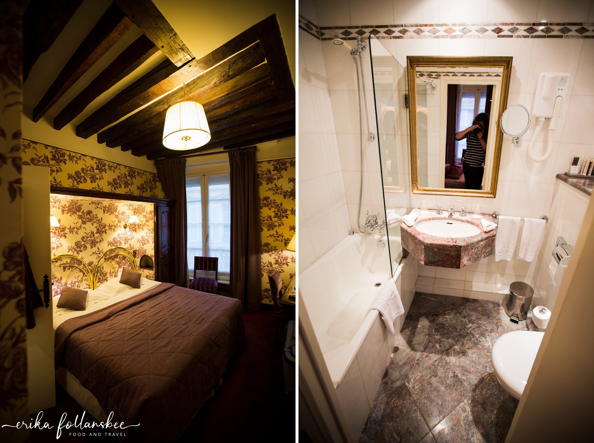 Hotel Saint Germain des Pres double room #24 and bathroom