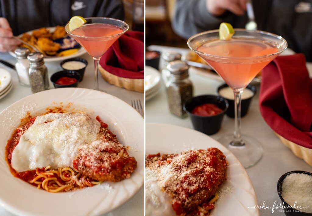 The Chef | New Boston NH | Italian restaurant | Chicken Parmigiana and Grand Cosmo drink