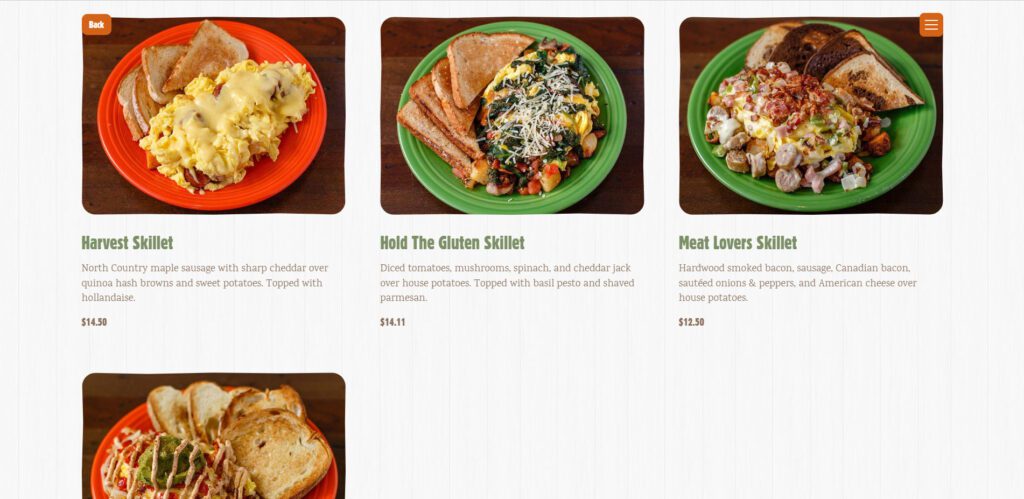 Tucker's Website with food photos by Erika Follansbee