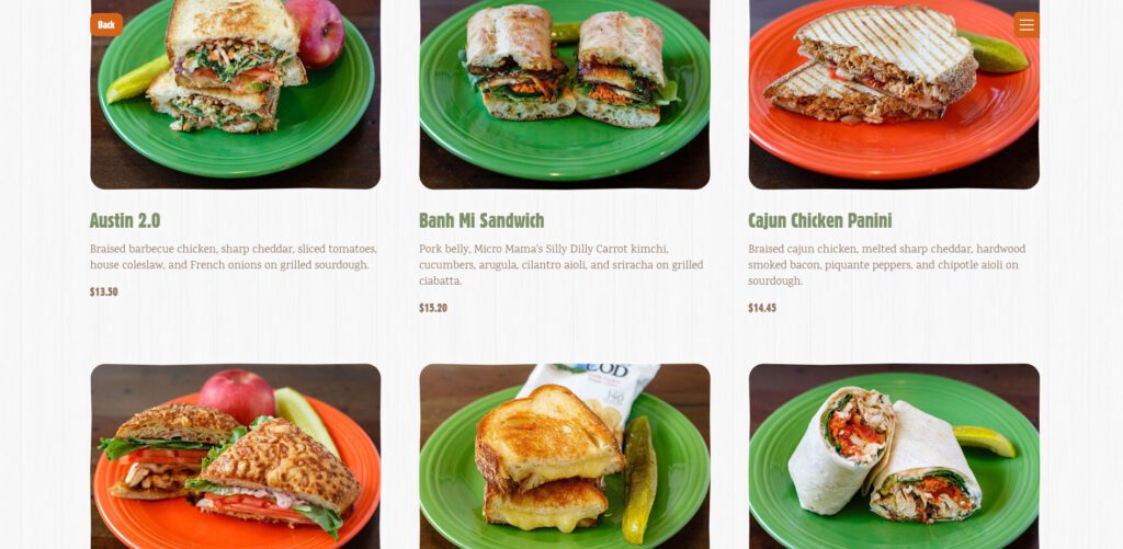 Tucker's Website with food photos by Erika Follansbee