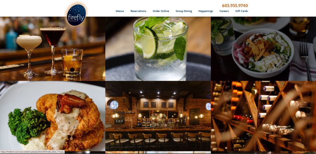 New Website for Firefly Bistro & Bar | Manchester NH Restaurant Food Menu Photography