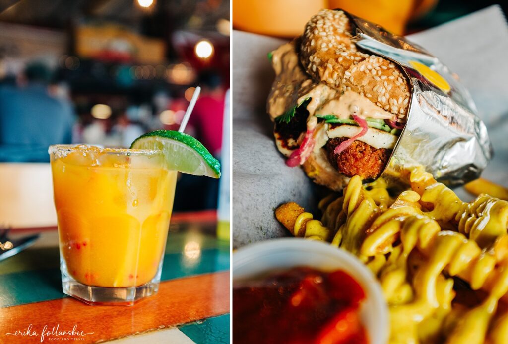 Street | Portsmouth NH Restaurant Food Photographer | Cemita Sandwich with Curry Fries | Margarita