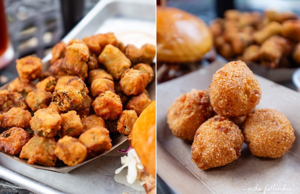 Guerilla Grill on Main Street in Keene NH has authentic NC hushpuppies and fried okra