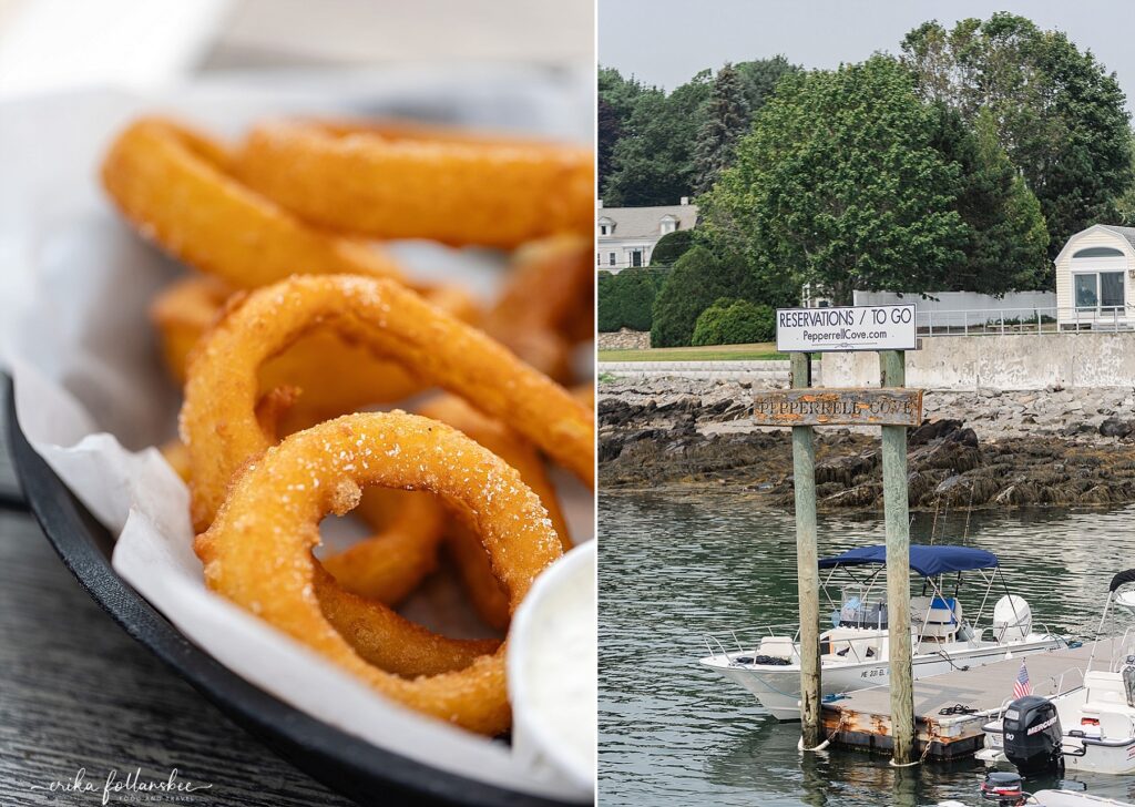 Onion Rings at Pepperrell Cove in Kittery, Maine | Frisbee's Wharf waterfront outdoor dining