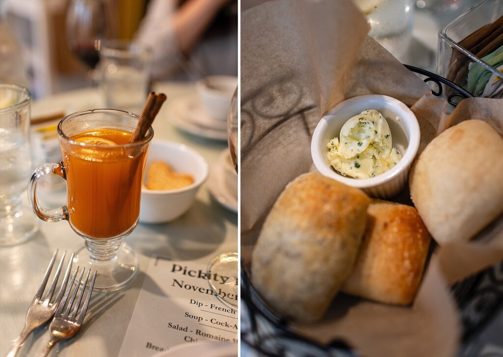 Pickety Place | Mason NH Restaurant | November menu | spiced tea and bread with herbed butter