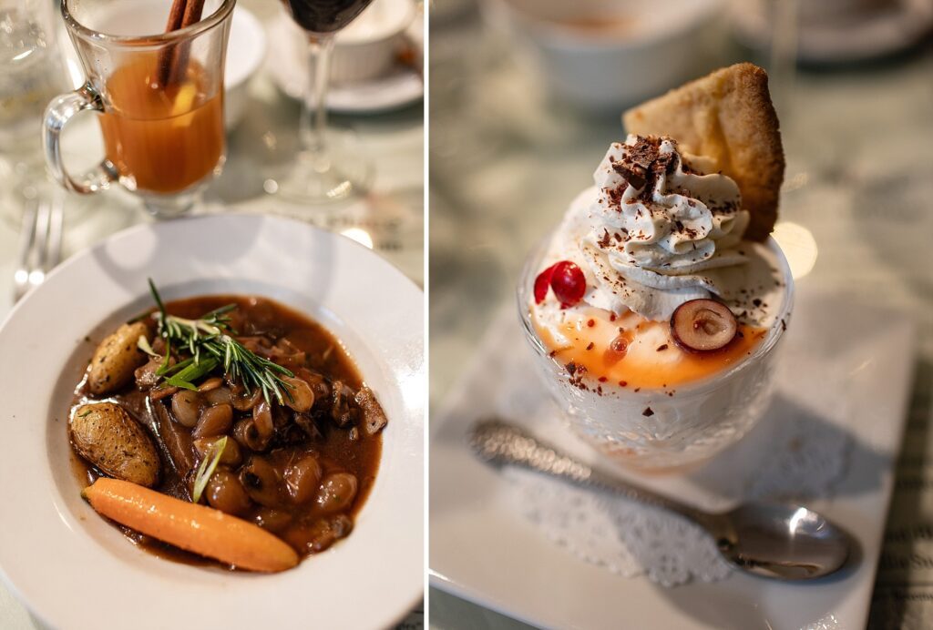 Pickety Place | Mason NH Restaurant | November menu | beef bourguignon and cranberry mousse dessert