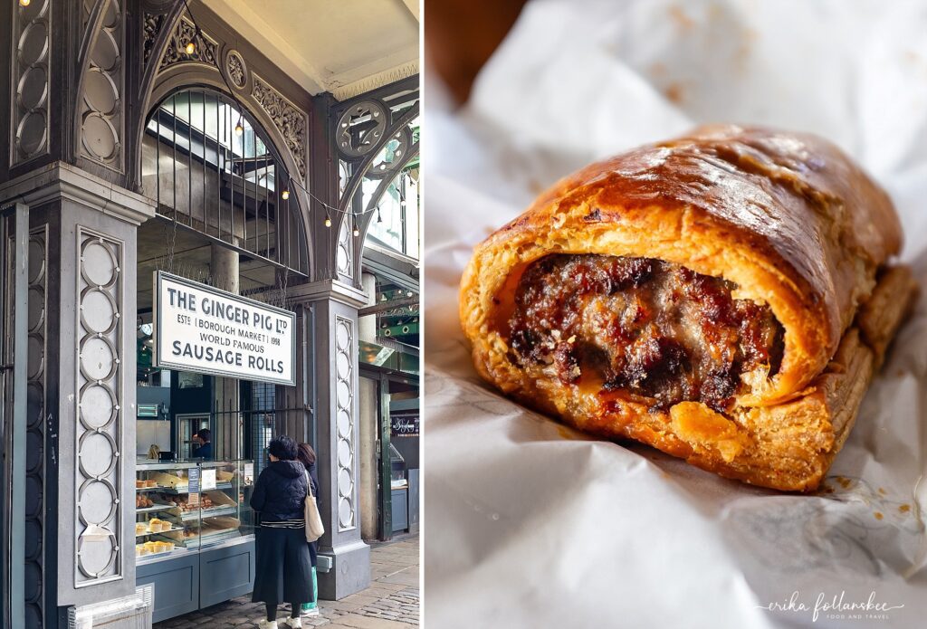 Borough Market London | Eating Europe Food Tours | Ginger Pig sausage roll