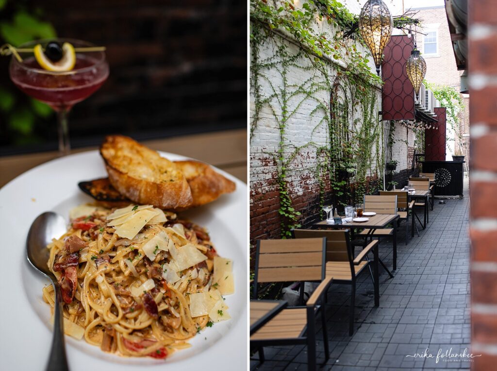 Outdoor seating in The Grotto at The Stage Restaurant in Keene NH | Stage Carbonara
