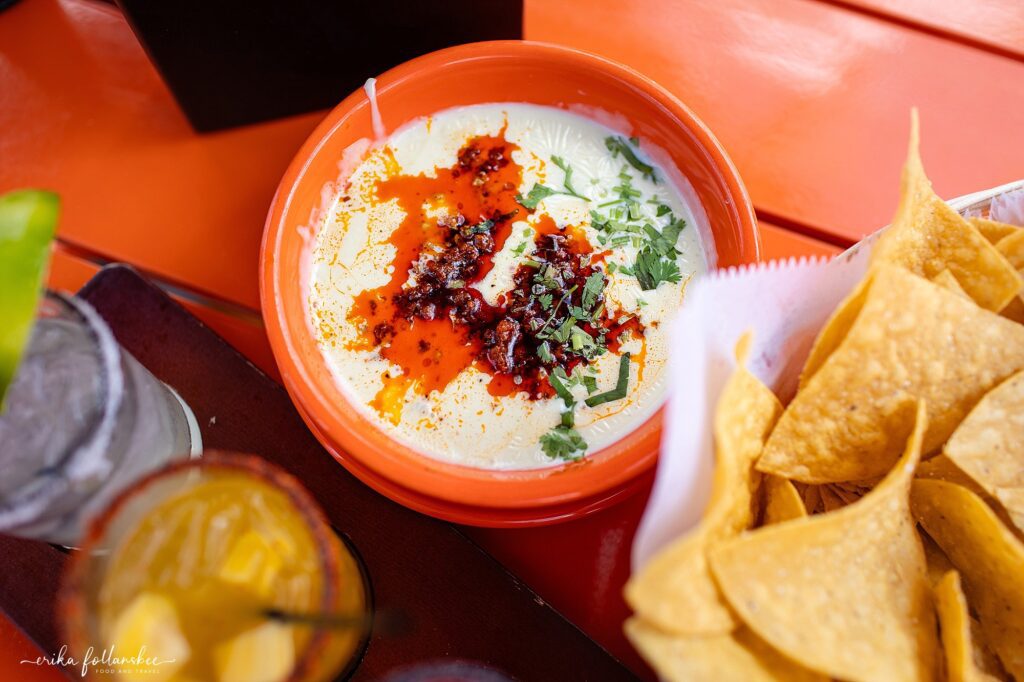 Nuevo Vallarta Manchester NH Outdoor Dining on the Patio | Queso Fundido dip