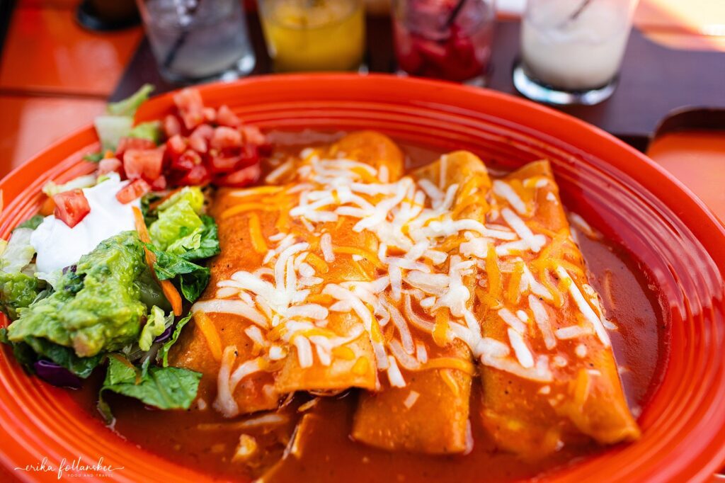 A plate of enchiladas from Nuevo Vallarta Mexican Restaurant in Manchester NH